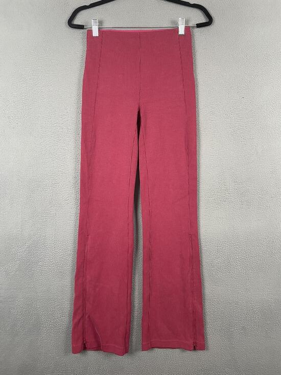 lululemon athletica Pants - Lululemon Brushed Softstreme Ribbed Zip Flare Pant Womens 4 Pink Pomegranate